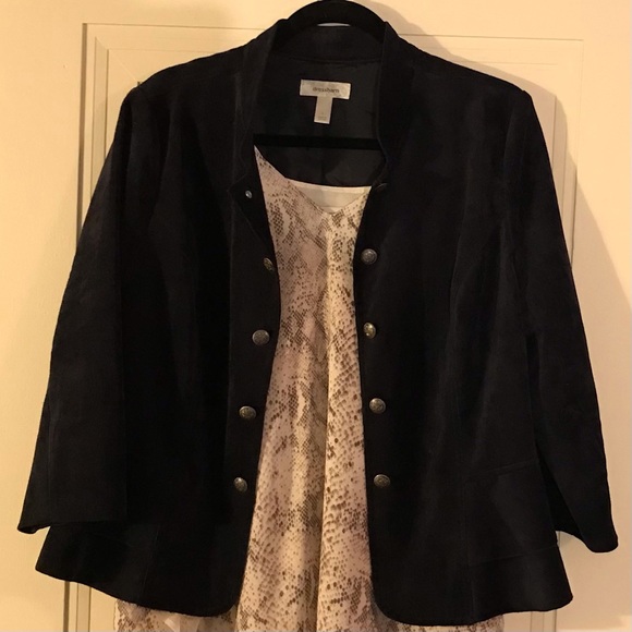 Dress Barn Corduroy Navy Blue Jacket Size L w/ Decorative Metal Buttons - Picture 1 of 6